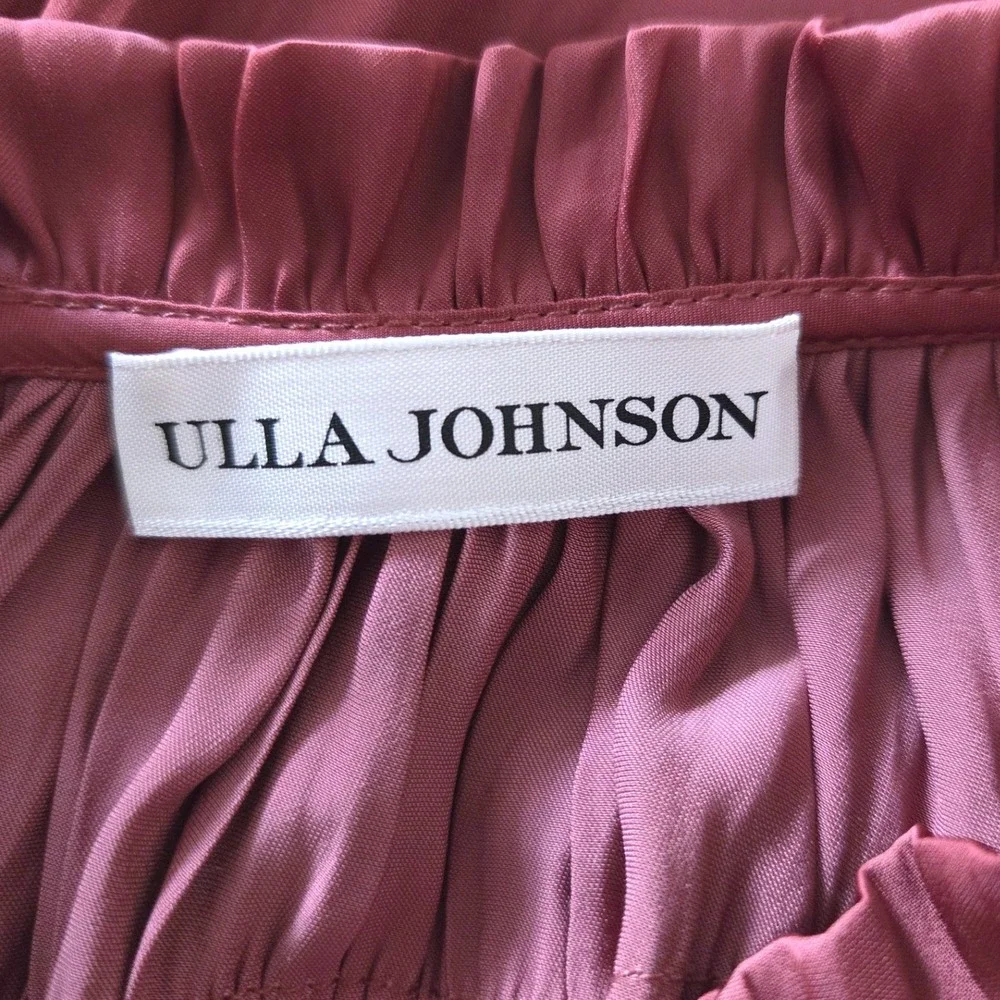 Ulla‎ Johnson Aimee Pleated Blouse Terracotta Rose Ruffle Puff Sleeve Top Size 8